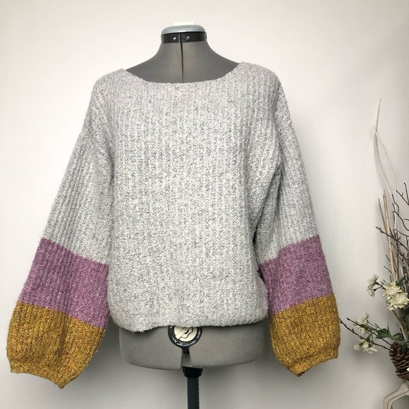 if it were me Sweaters - If it were me Wool Blend Ballon Sleeve Knit Sweater